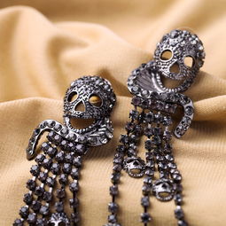 复古个性骷髅流苏耳钉 欧美时尚饰品的新宠